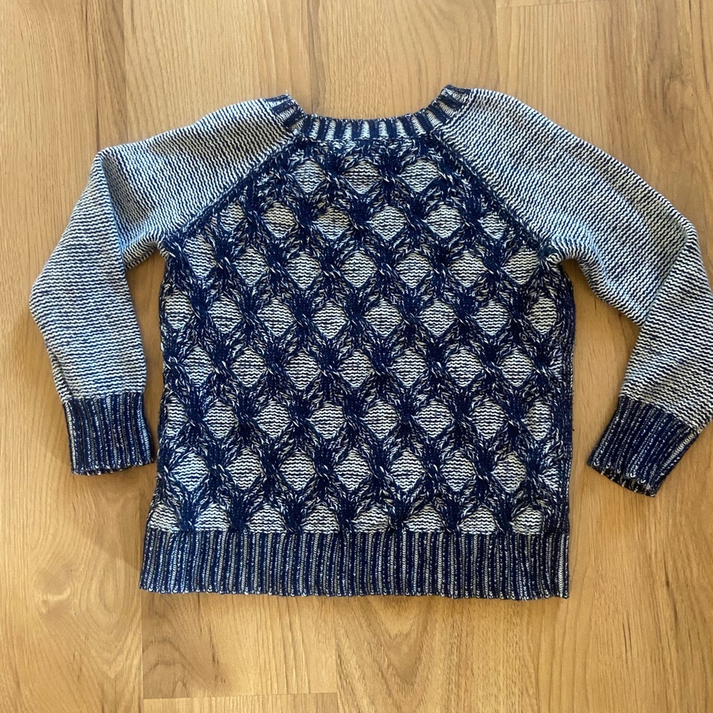 Banana Republic Blue and White Crew Neck Sweater